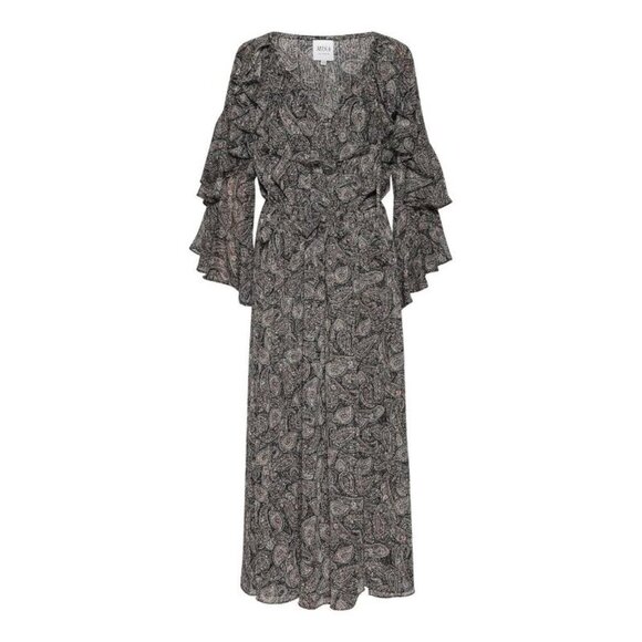 Misa Los Angeles “Donna” Paisley Shimmer & Ruffle Long-Sleeve Dress – XXS NWT! - Picture 5 of 14